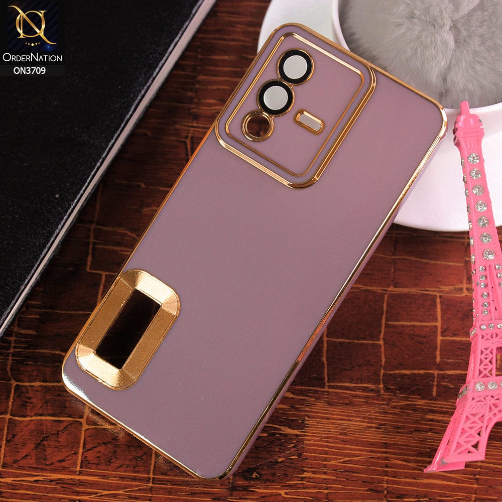 Vivo S12 Cover - Mauve - All New Electroplating Borders With Logo Hole Camera Protection Soft Silicon Case