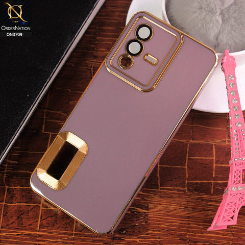 Vivo V23 5G Cover - Mauve - All New Electroplating Borders With Logo Hole Camera Protection Soft Silicon Case