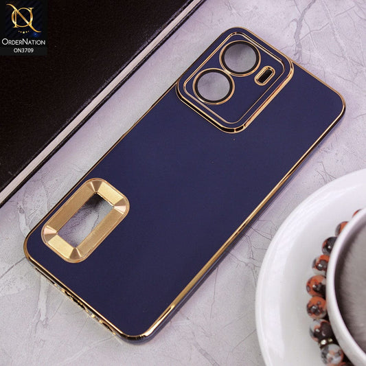 Vivo Y02s Cover -Blue - All New Electroplating Borders With Logo Hole Camera Protection Soft Silicon Case