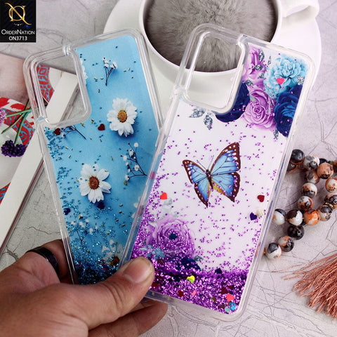 Vivo V23e Cover - Design 2 - Flower  Series Design Soft Silicone Bling Sparkle Moving  Liquid Glitter Case