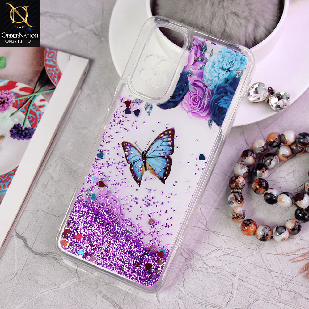Xiaomi Redmi Note 11 Cover - Design 1 - Flower  Series Design Soft Silicone Bling Sparkle Moving  Liquid Glitter Case