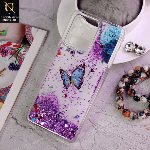 Vivo S12 Cover - Design 1 - Flower  Series Design Soft Silicone Bling Sparkle Moving  Liquid Glitter Case
