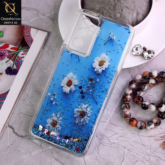 Vivo S10e Cover - Design 2 - Flower  Series Design Soft Silicone Bling Sparkle Moving  Liquid Glitter Case