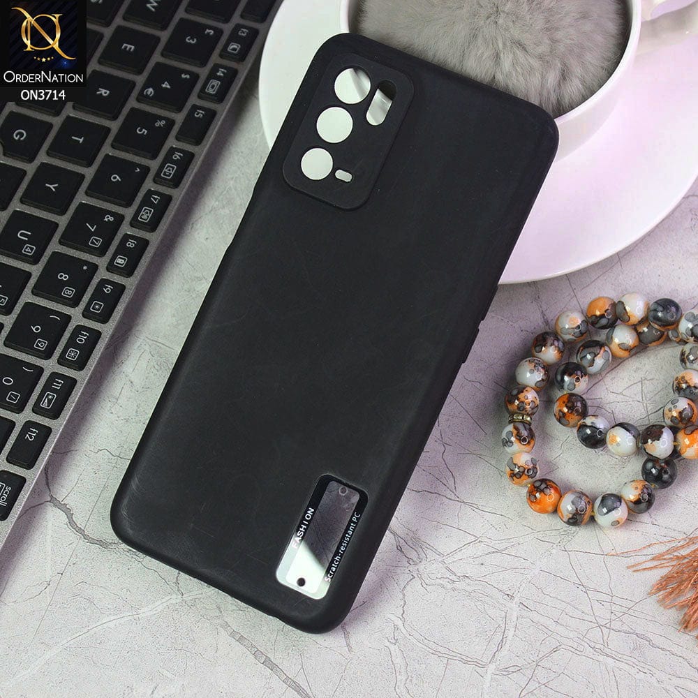 Oppo A16 Cover - Black - Soft Silicone Camera Lense Protector Logo Hole Case