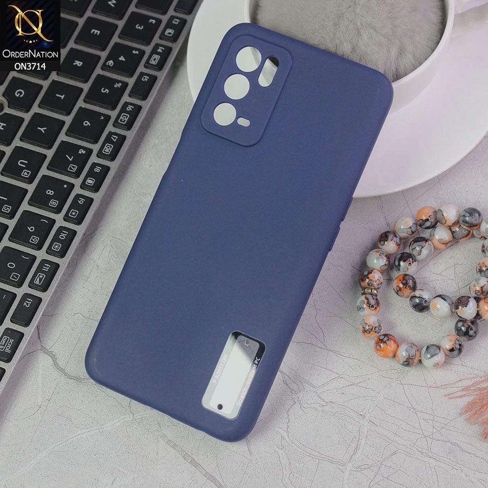 Oppo A16 Cover - Blue - Soft Silicone Camera Lense Protector Logo Hole Case