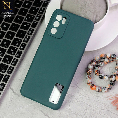 Oppo A16 Cover - Green - Soft Silicone Camera Lense Protector Logo Hole Case