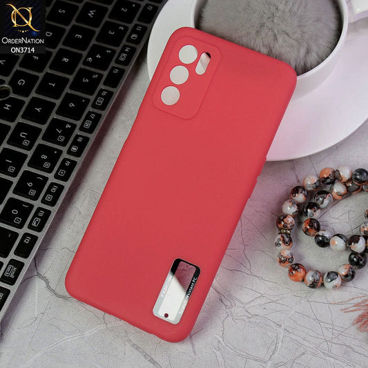Oppo A16 Cover - Red - Soft Silicone Camera Lense Protector Logo Hole Case
