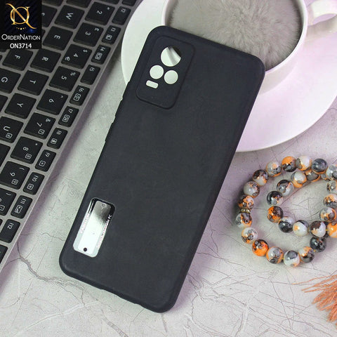 Vivo V21e Cover - Black - Soft Silicone Camera Lense Protector Logo Hole Case
