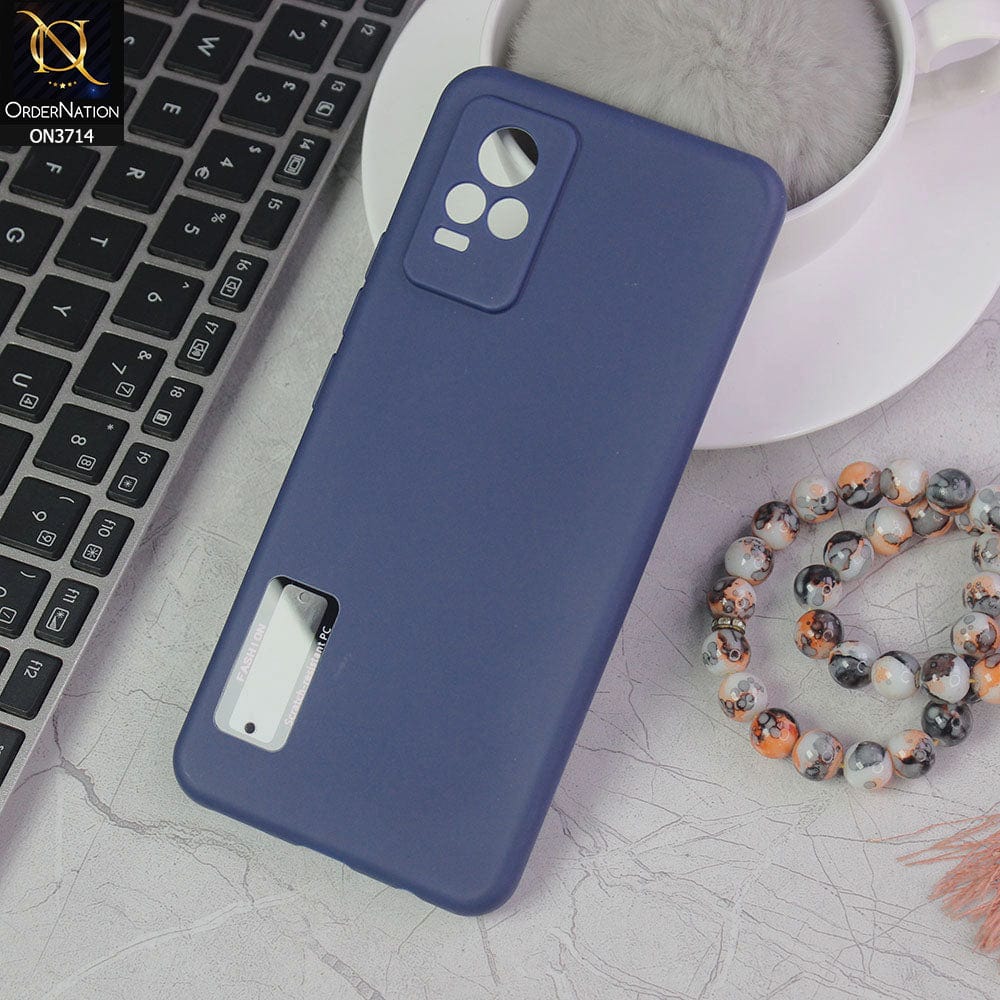 Vivo V21e Cover - Blue - Soft Silicone Camera Lense Protector Logo Hole Case