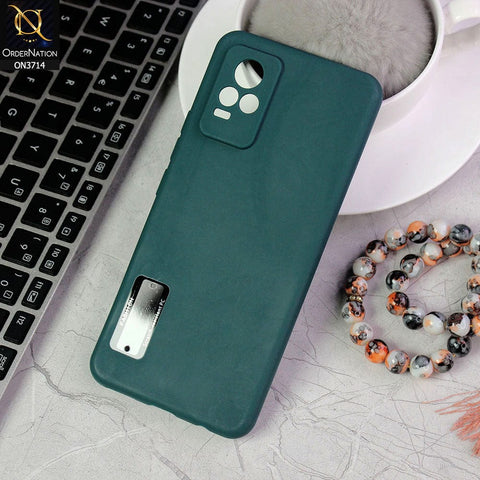 Vivo V21e Cover - Green - Soft Silicone Camera Lense Protector Logo Hole Case