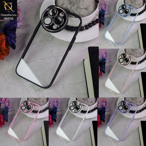 iPhone 11 Cover - White - Transparent Colour Border Round Camera Protection Case