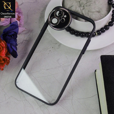 iPhone 11 Cover - Black - Transparent Colour Border Round Camera Protection Case