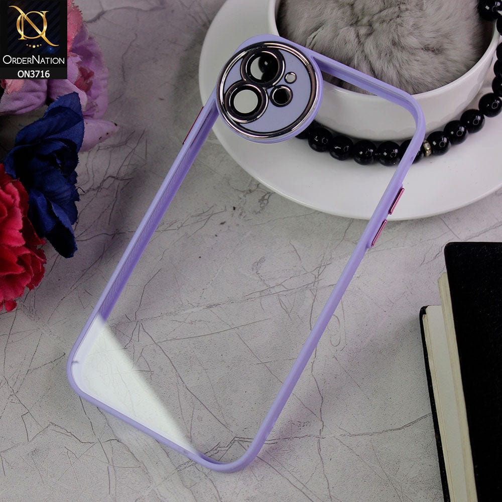 iPhone 11 Cover - Purple - Transparent Colour Border Round Camera Protection Case