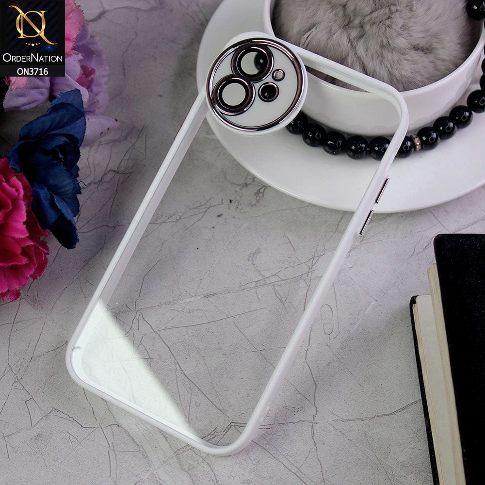 iPhone 11 Cover - White - Transparent Colour Border Round Camera Protection Case
