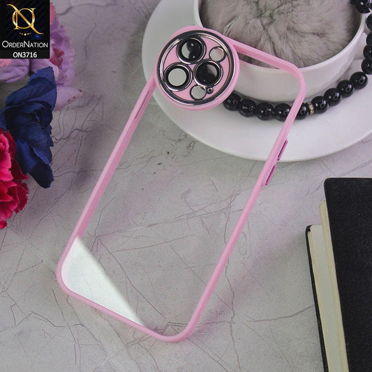 iPhone 12 Pro Cover - Pink - Transparent Colour Border Round Camera Protection Case