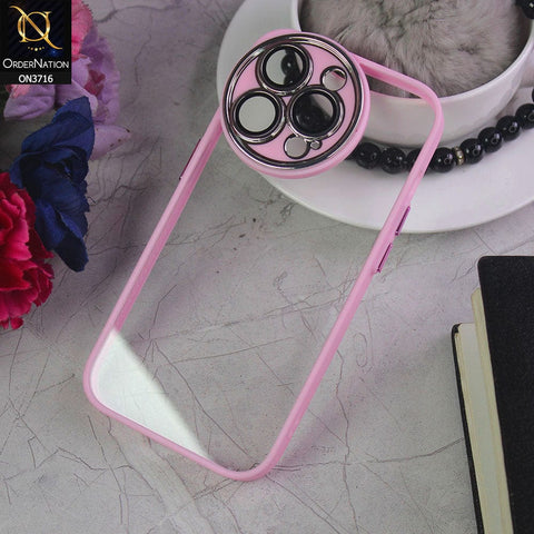 iPhone 13 Pro Cover - Pink - Transparent Colour Border Round Camera Protection Case