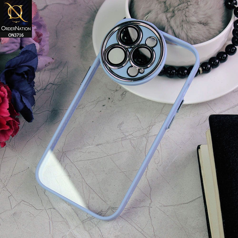 iPhone 13 Pro Cover - Sky Blue - Transparent Colour Border Round Camera Protection Case