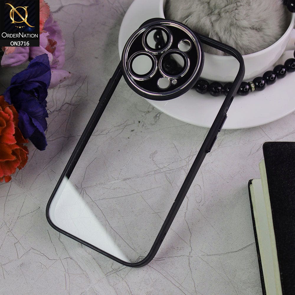 iPhone 13 Pro Max Cover - Black - Transparent Colour Border Round Camera Protection Case