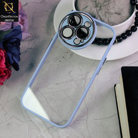 iPhone 13 Pro Max Cover - Sky Blue - Transparent Colour Border Round Camera Protection Case