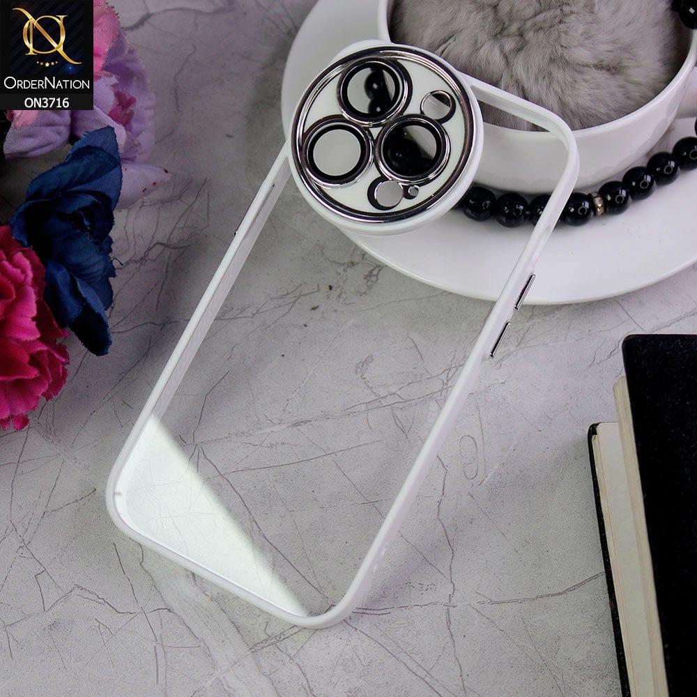 iPhone 13 Pro Max Cover - White - Transparent Colour Border Round Camera Protection Case