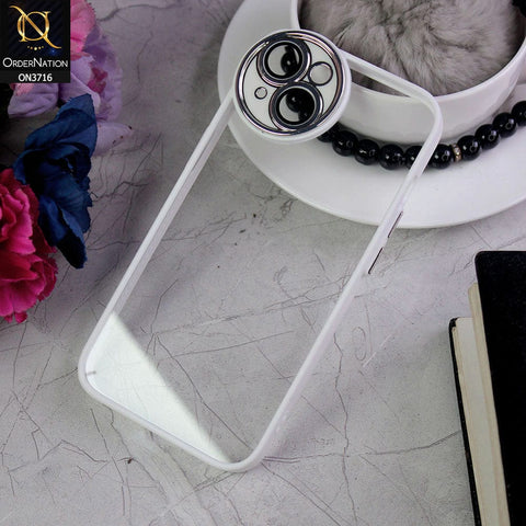 iPhone 14 Cover - White - Transparent Colour Border Round Camera Protection Case