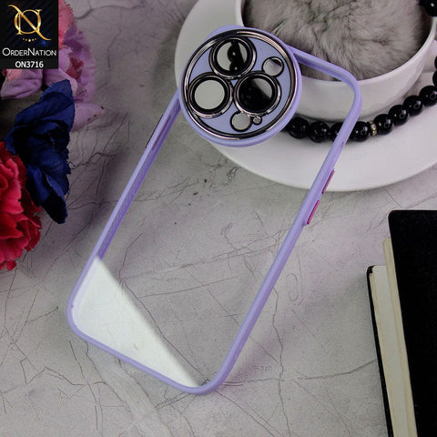 iPhone 14 Pro Max Cover - Purple - Transparent Colour Border Round Camera Protection Case
