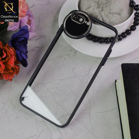 iPhone 8 Plus / 7 Plus Cover - Black - Transparent Colour Border Round Camera Protection Case