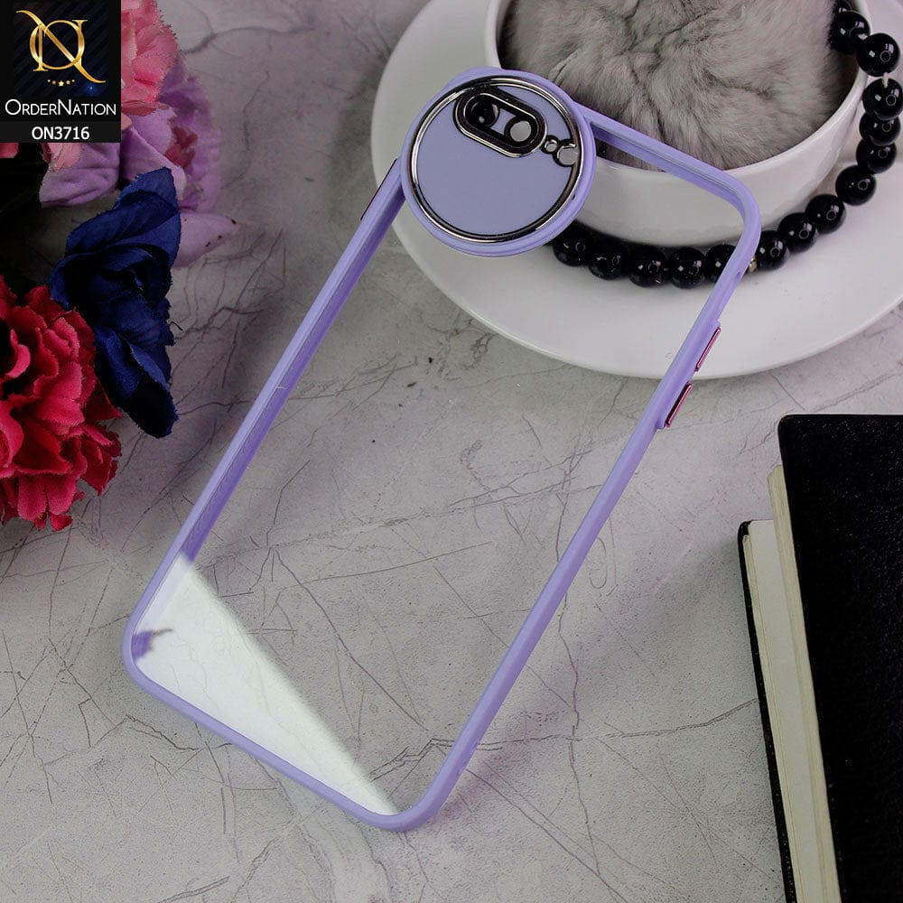 iPhone 8 Plus / 7 Plus Cover - Purple - Transparent Colour Border Round Camera Protection Case