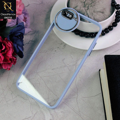 iPhone 8 Plus / 7 Plus Cover - Sky Blue - Transparent Colour Border Round Camera Protection Case