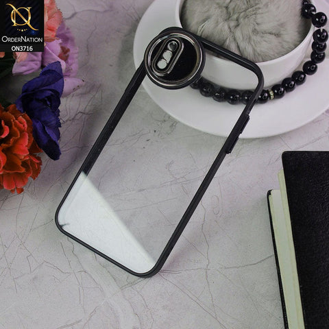iPhone XS / X Cover - Black - Transparent Colour Border Round Camera Protection Case