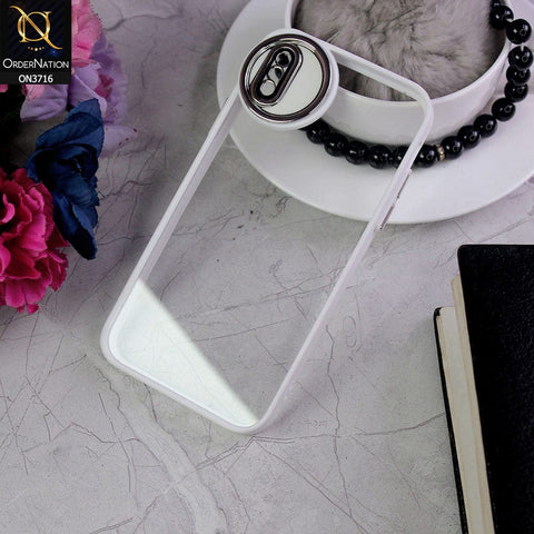 iPhone XS / X Cover - White - Transparent Colour Border Round Camera Protection Case