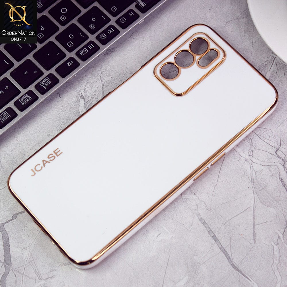 Oppo A16 Cover - White - J-Case New Electroplating Borders  Camera Protection Soft Silicon Case