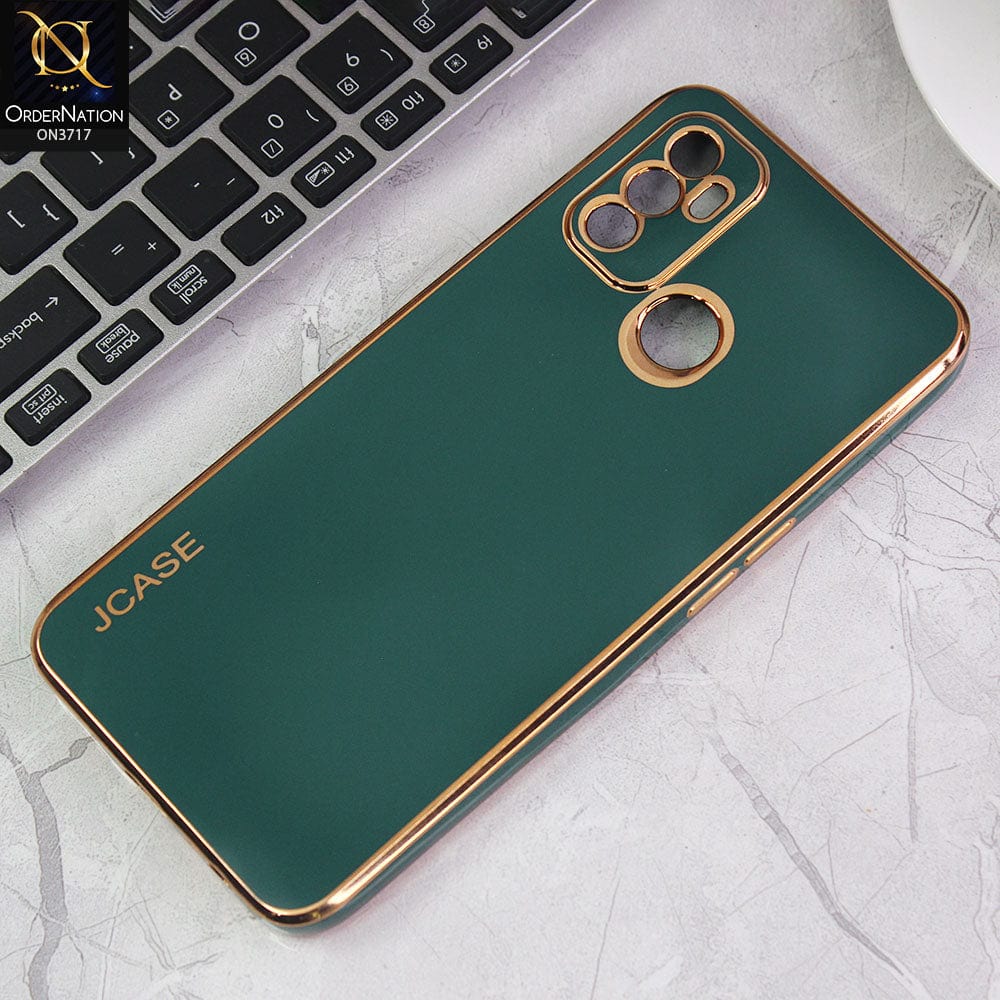 Oppo A53 Cover - Green - J-Case New Electroplating Borders  Camera Protection Soft Silicon Case