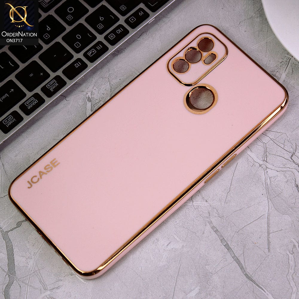 Oppo A53s Cover - Pink - J-Case New Electroplating Borders  Camera Protection Soft Silicon Case