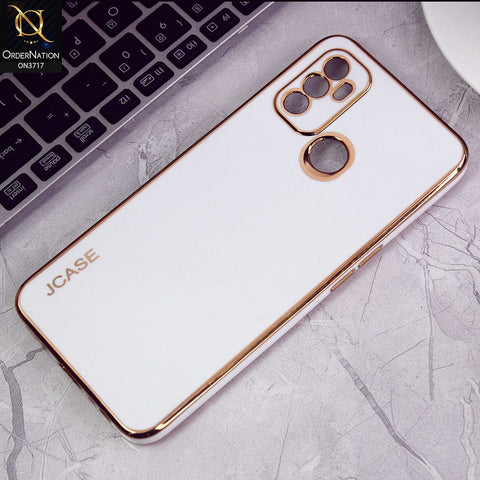 Oppo A53 Cover - White - J-Case New Electroplating Borders  Camera Protection Soft Silicon Case
