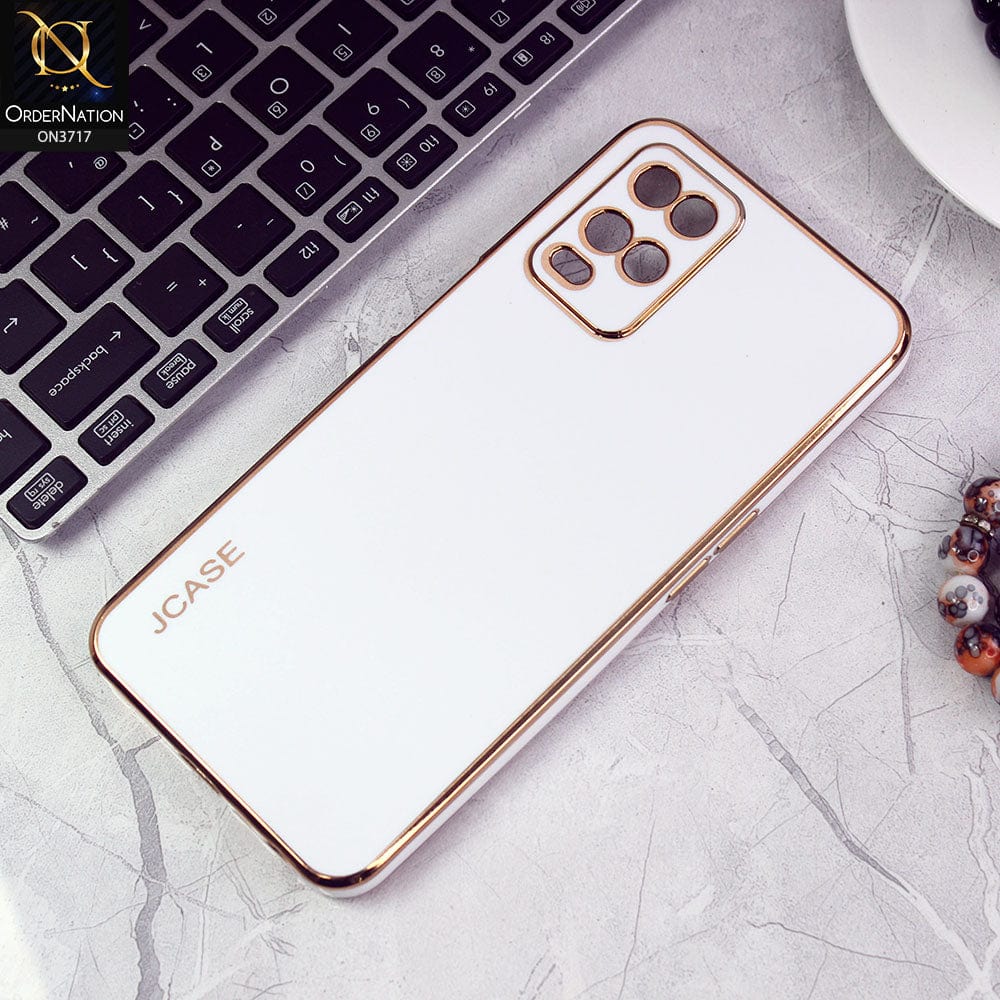 Oppo A54 4G Cover - White - J-Case New Electroplating Borders  Camera Protection Soft Silicon Case