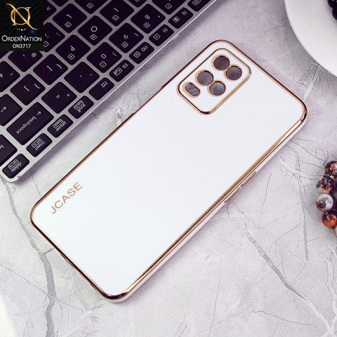 Oppo A54 4G Cover - White - J-Case New Electroplating Borders  Camera Protection Soft Silicon Case