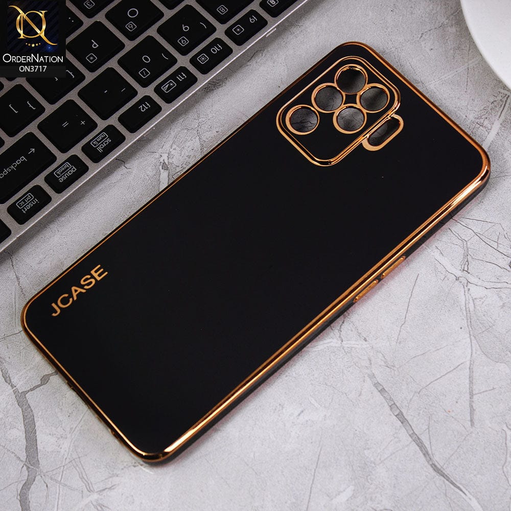 Oppo F19 Pro Cover - Black - J-Case New Electroplating Borders  Camera Protection Soft Silicon Case