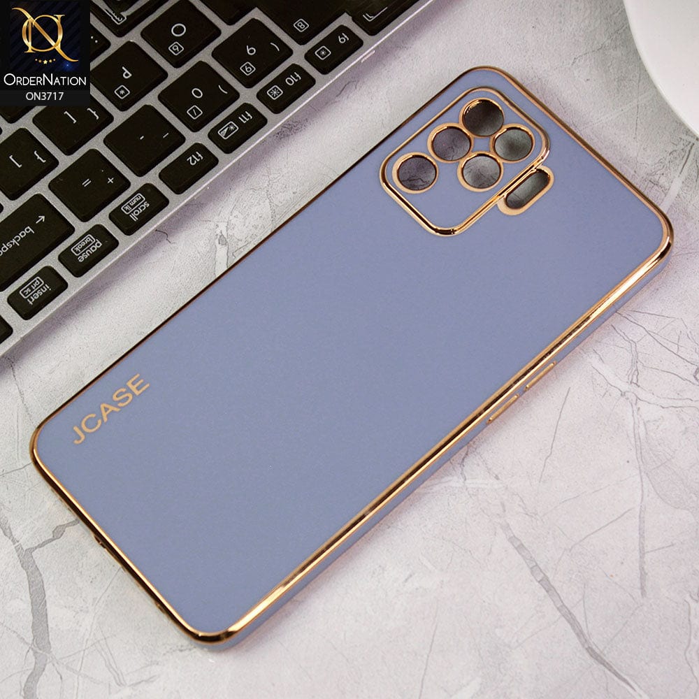 Oppo F19 Pro Cover - Carolina Blue - J-Case New Electroplating Borders  Camera Protection Soft Silicon Case