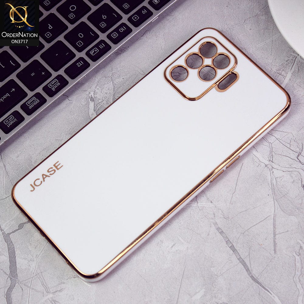 Oppo F19 Pro Cover - White - J-Case New Electroplating Borders  Camera Protection Soft Silicon Case