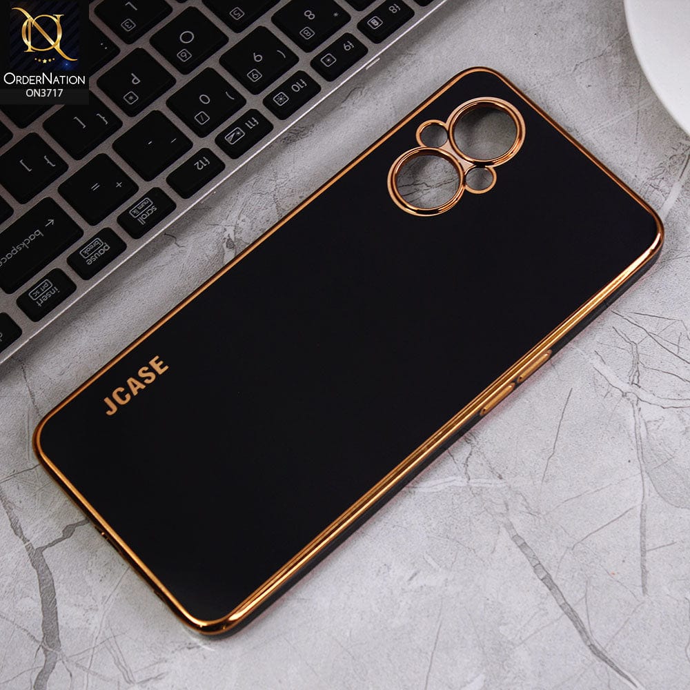 Oppo Reno 7 Lite Cover - Black - J-Case New Electroplating Borders  Camera Protection Soft Silicon Case