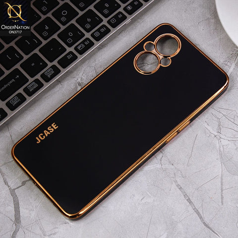 Oppo Reno 7 Lite Cover - Black - J-Case New Electroplating Borders  Camera Protection Soft Silicon Case