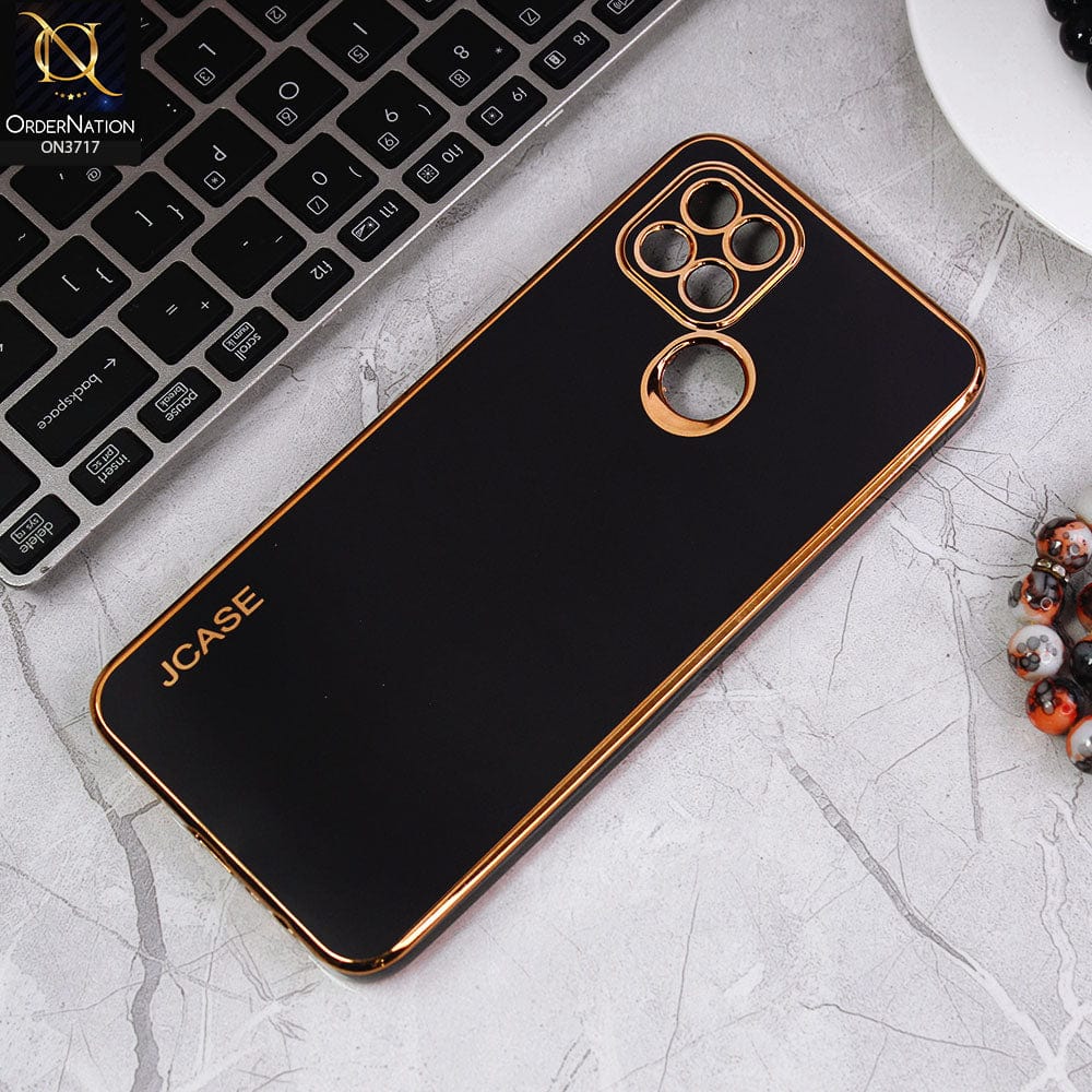 Oppo A15 Cover - Black - J-Case New Electroplating Borders  Camera Protection Soft Silicon Case
