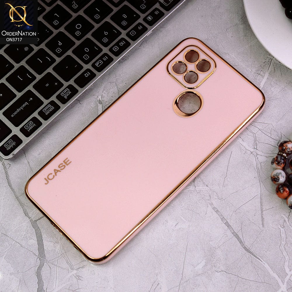 Oppo A15s Cover - Pink - J-Case New Electroplating Borders  Camera Protection Soft Silicon Case