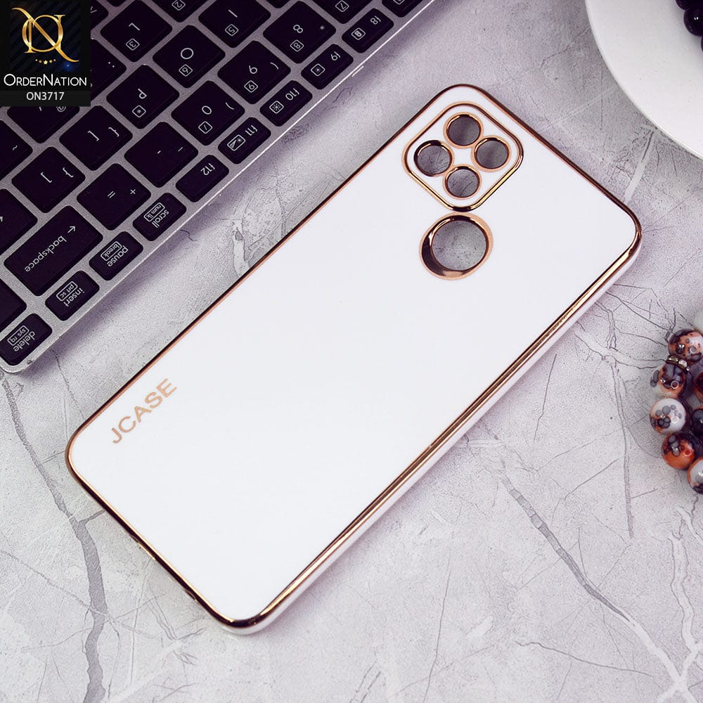 Oppo A15 Cover - White - J-Case New Electroplating Borders  Camera Protection Soft Silicon Case