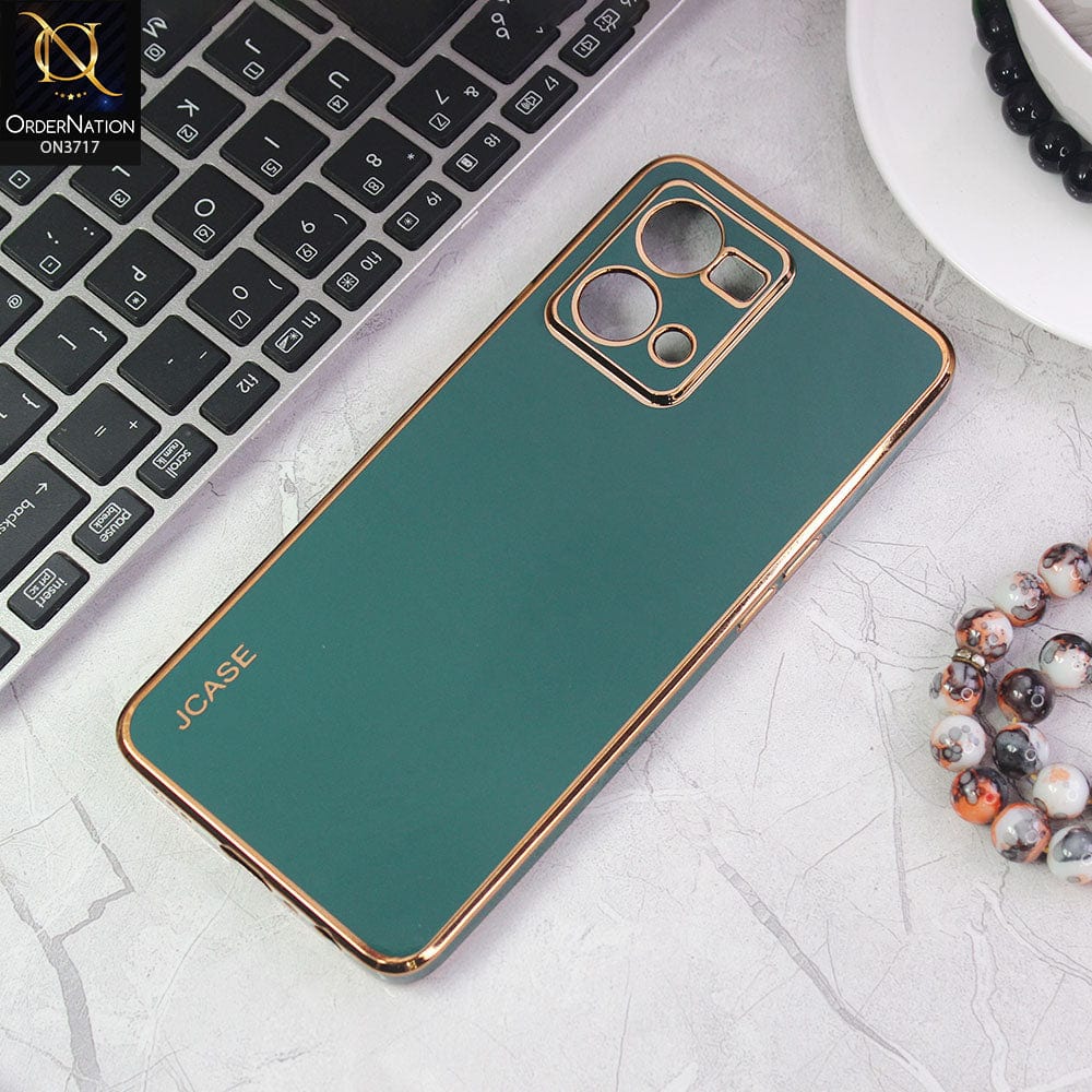 Oppo Reno 7 4G Cover - Green - J-Case New Electroplating Borders  Camera Protection Soft Silicon Case