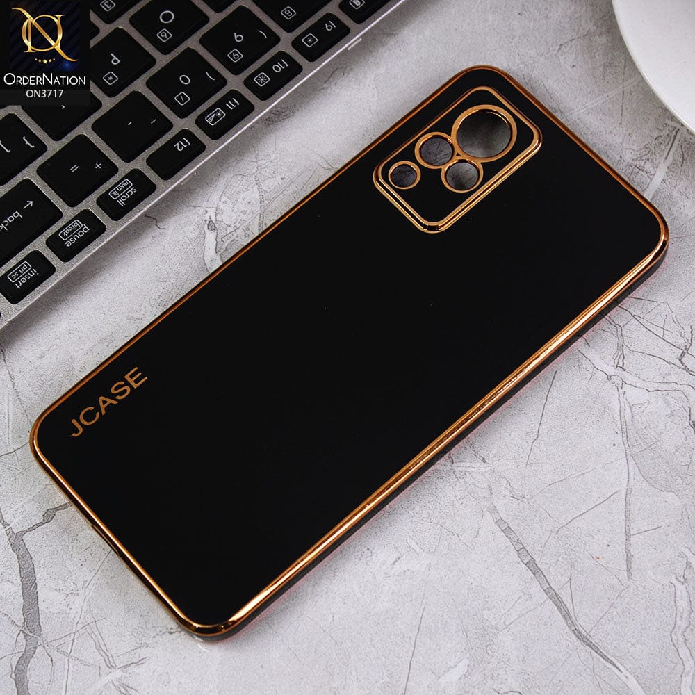 Vivo V21s Cover - Black - J-Case New Electroplating Borders  Camera Protection Soft Silicon Case