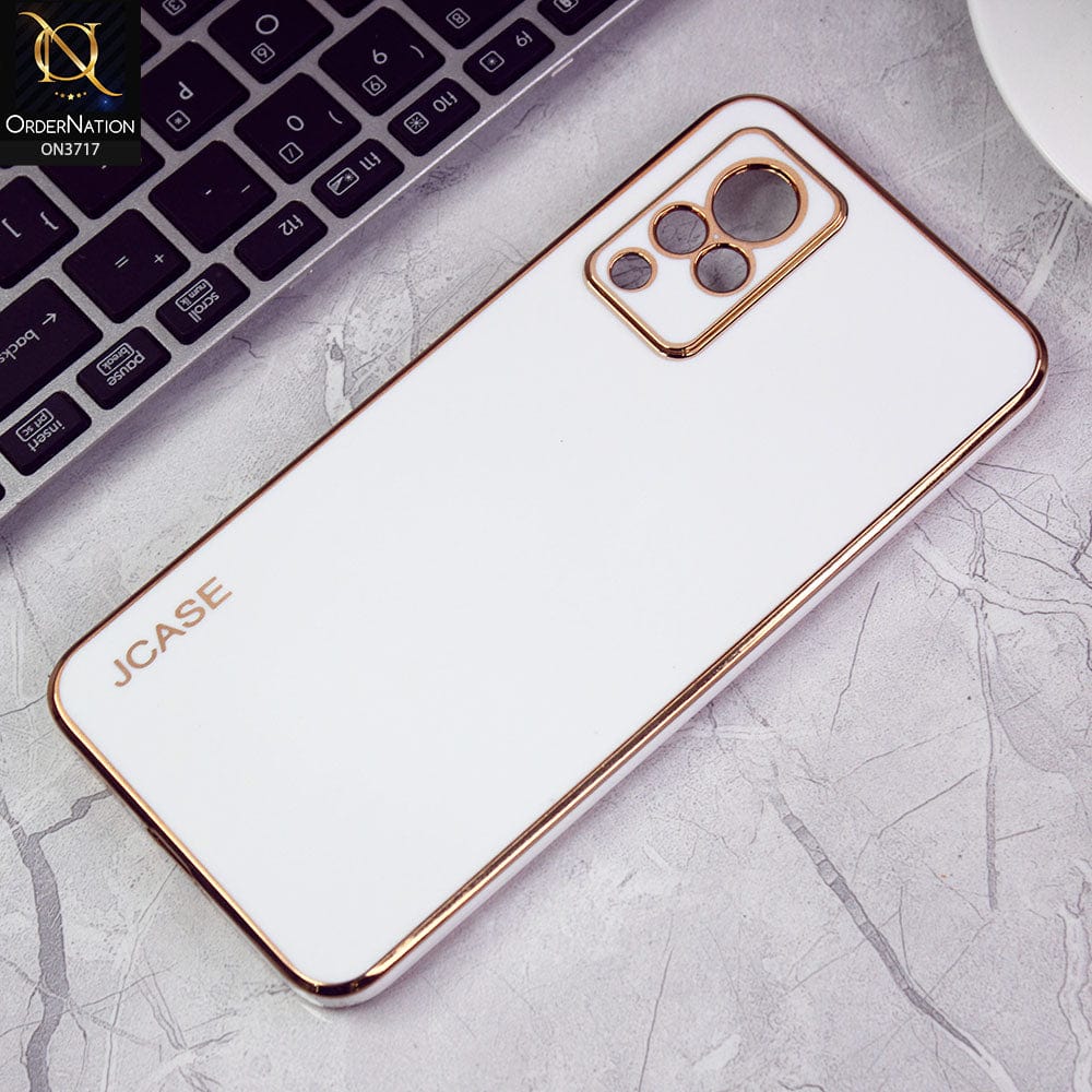 Vivo V21s Cover - White - J-Case New Electroplating Borders  Camera Protection Soft Silicon Case