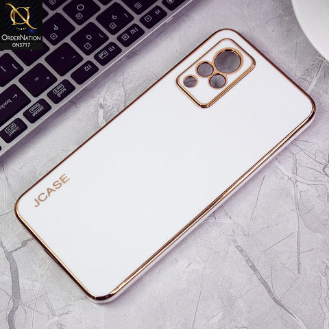 Vivo V21 Cover - White - J-Case New Electroplating Borders  Camera Protection Soft Silicon Case