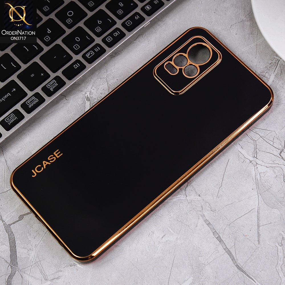 Vivo V21e Cover - Black - J-Case New Electroplating Borders  Camera Protection Soft Silicon Case